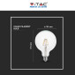 Immagine 8 - V-Tac VT-2143 Lampadina LED E27 12W Bulb G125 Globo Filament Vetro Trasparente - SKU 217453 / 217454 / 217455