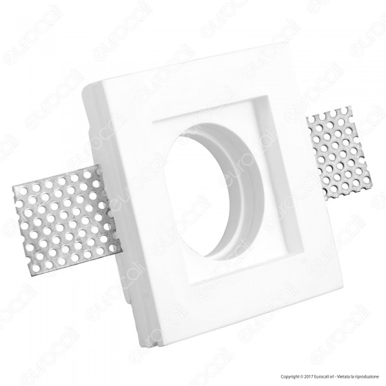 Portafaretto Quadrato da Incasso in Gesso per Lampadine GU10 e GU5.3 Portafaretto Quadrato da Incasso in Gesso per Lampadine GU10 e GU5.3