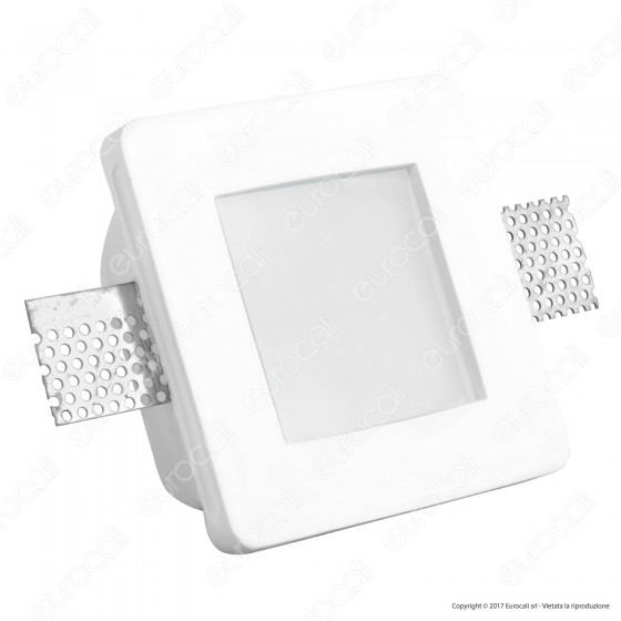 Portafaretto Quadrato da Incasso in Gesso e Vetro per Lampadine GU10 Portafaretto Quadrato da Incasso in Gesso e Vetro per Lampadine GU10