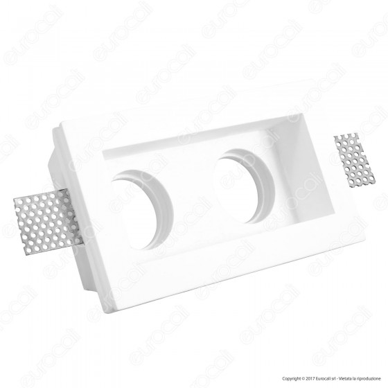Portafaretto Doppio Rettangolare da Incasso in Gesso per Lampadine Portafaretto Doppio Rettangolare da Incasso in Gesso per Lampadine