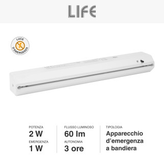 Life Lampada LED Uscita Emergenza SE+SA Self Test mod.39.LED0630