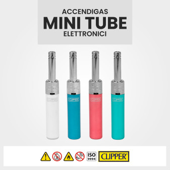 Clipper Mini Tube Accendigas Elettronico Tinta Unita 24 Accendini