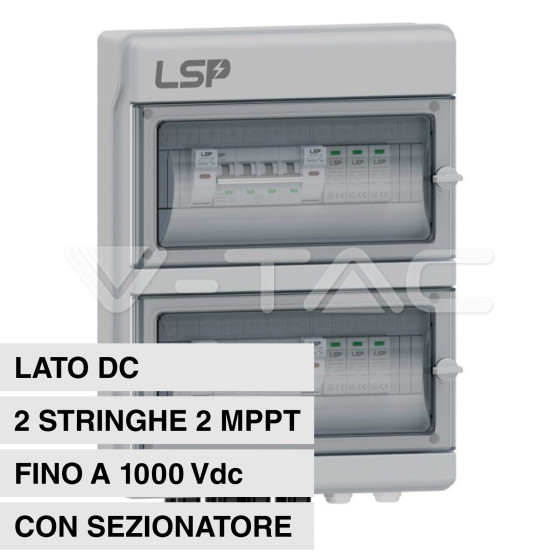 Quadro Lato DC 2 Stringhe 2 MPPT 1000V 16A Sezionatore SKU 11951 Quadro Lato DC 2 Stringhe 2 MPPT 1000V 16A Sezionatore SKU 11951