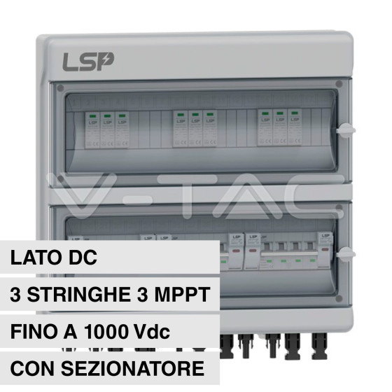 Quadro Lato DC 3 Stringhe 3 MPPT 1000V 16A Sezionatore SKU 11952 Quadro Lato DC 3 Stringhe 3 MPPT 1000V 16A Sezionatore SKU 11952