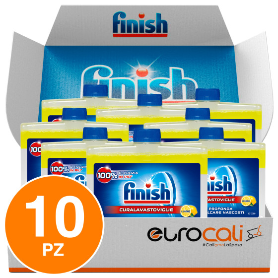Finish Curalavastoviglie Sgrassante al Limone 10 Flaconi da 250ml Finish Curalavastoviglie Sgrassante al Limone 10 Flaconi da 250ml
