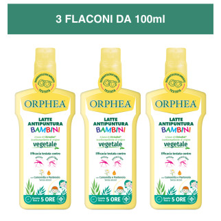 Orphea Latte Antipuntura Bambini Spray Repellente Zanzare 3x 100ml