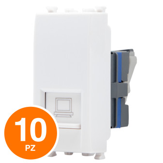 MAPAM Connettore Rete RJ45 CAT 6 Sun-T5 927B Bianco - Confezione 10pz - mod. 927B - Compatibile con Vimar ARKÉ