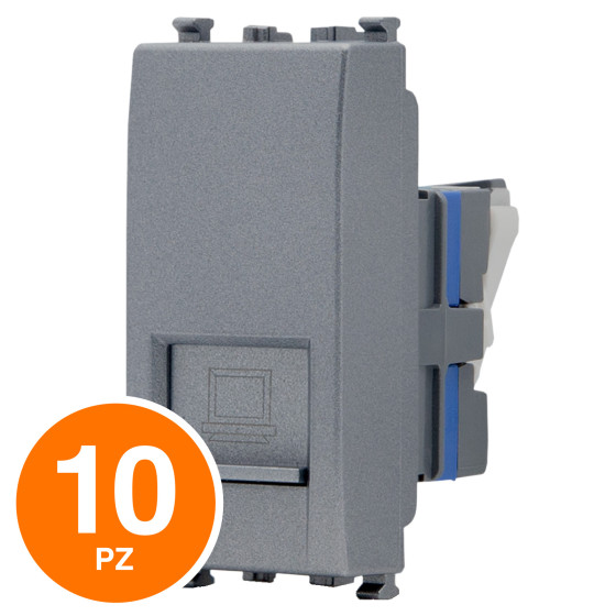 MAPAM Connettore Rete RJ45 CAT 6 Sun-T5 927G Grigio - Confezione 10pz - mod. 927G - Compatibile con Vimar ARKÉ MAPAM Connettore Rete RJ45 CAT 6 Sun-T5 927G Grigio - Confezione 10pz - mod. 927G - Compatibile con Vimar ARKÉ