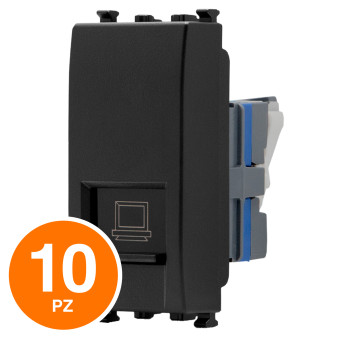 MAPAM Connettore Rete RJ45 CAT 6 Sun-T5 927N Nero - Confezione 10pz - mod. 927N - Compatibile con Vimar ARKÉ
