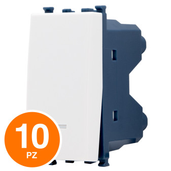 MAPAM Deviatore Unipolare Spia Sun-T5 963B Bianco - Confezione 10pz - mod. 963B - Compatibile con Vimar ARKÉ