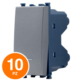MAPAM Deviatore Unipolare Spia Sun-T5 963G Grigio - Confezione 10pz - mod. 963G - Compatibile con Vimar ARKÉ