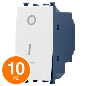 MAPAM Interruttore Bipolare Spia Sun-T5 962B Bianco - Confezione 10pz - mod. 962B - Compatibile con Vimar ARKÉ