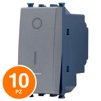 MAPAM Interruttore Bipolare Spia Sun-T5 962G Grigio - Confezione 10pz - mod. 962G - Compatibile con Vimar ARKÉ