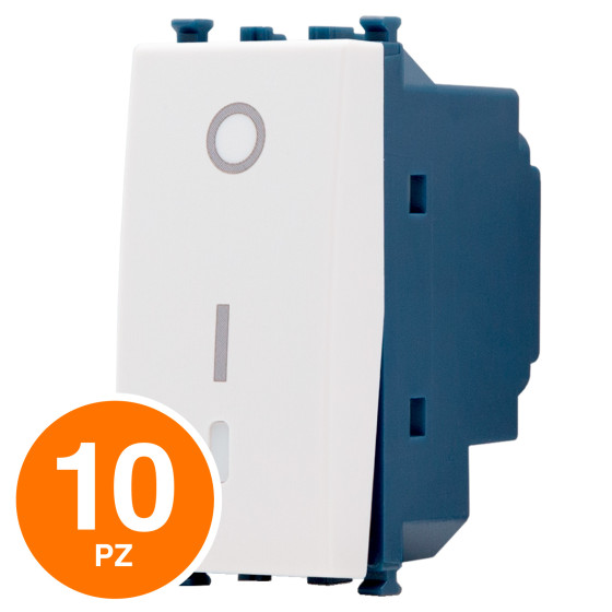 MAPAM Interruttore Bipolare Sun-T5 902B Bianco - Confezione 10pz - mod. 902B - Compatibile con Vimar ARKÉ MAPAM Interruttore Bipolare Sun-T5 902B Bianco - Confezione 10pz - mod. 902B - Compatibile con Vimar ARKÉ
