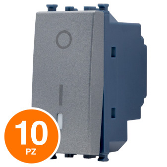 MAPAM Interruttore Bipolare Sun-T5 902G Grigio - Confezione 10pz - mod. 902G - Compatibile con Vimar ARKÉ