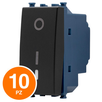 MAPAM Interruttore Bipolare Sun-T5 902N Nero - Confezione 10pz - mod. 902N - Compatibile con Vimar ARKÉ