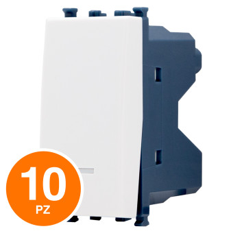 MAPAM Interruttore Unipolare Spia Sun-T5 961B Bianco - Confezione 10pz - mod. 961B - Compatibile con Vimar ARKÉ