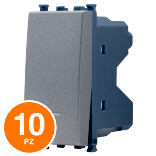 MAPAM Interruttore Unipolare Spia Sun-T5 961G Grigio - Confezione 10pz - mod. 961G - Compatibile con Vimar ARKÉ