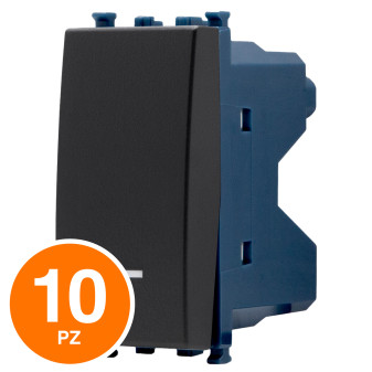 MAPAM Interruttore Unipolare Spia Sun-T5 961N Nero - Confezione 10pz - mod. 961N - Compatibile con Vimar ARKÉ