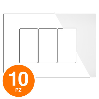 MAPAM Placca Tecnopolimero Sun-T5 3P R9003-1 Bianco - Confezione 10pz - mod. R9003-1 - Compatibile con Vimar ARKÉ