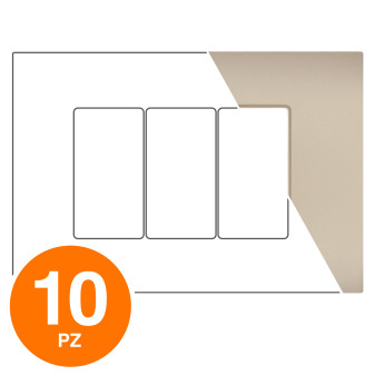 MAPAM Placca Tecnopolimero Sun-T5 3P R9003-13 Champagne - Confezione 10pz - mod. R9003-13 - Compatibile con Vimar ARKÉ