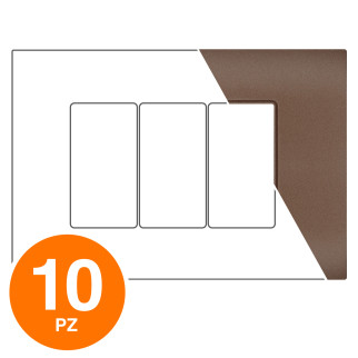 MAPAM Placca Tecnopolimero Sun-T5 3P R9003-14 Bronzo - Confezione 10pz - mod. R9003-14 - Compatibile con Vimar ARKÉ