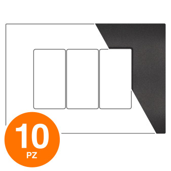 MAPAM Placca Tecnopolimero Sun-T5 3P R9003-2 Nero - Confezione 10pz - mod. R9003-2 - Compatibile con Vimar ARKÉ