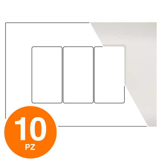 MAPAM Placca Tecnopolimero Sun-T5 3P R9003-21 Perla - Confezione 10pz - mod. R9003-21 - Compatibile con Vimar ARKÉ MAPAM Placca Tecnopolimero Sun-T5 3P R9003-21 Perla - Confezione 10pz - mod. R9003-21 - Compatibile con Vimar ARKÉ
