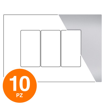 MAPAM Placca Tecnopolimero Sun-T5 3P R9003-9 Silver - Confezione 10pz - mod. R9003-9 - Compatibile con Vimar ARKÉ