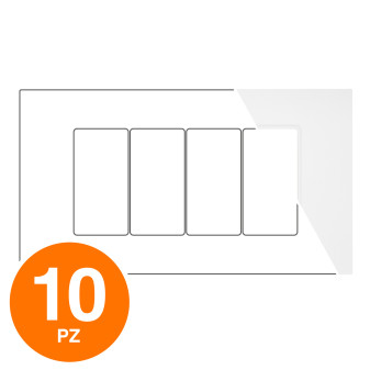 MAPAM Placca Tecnopolimero Sun-T5 4P R9004-1 Bianco - Confezione 10pz - mod. R9004-1 - Compatibile con Vimar ARKÉ