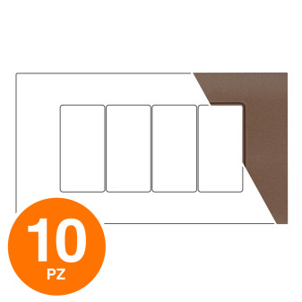 MAPAM Placca Tecnopolimero Sun-T5 4P R9004-14 Bronzo - Confezione 10pz - mod. R9004-14 - Compatibile con Vimar ARKÉ