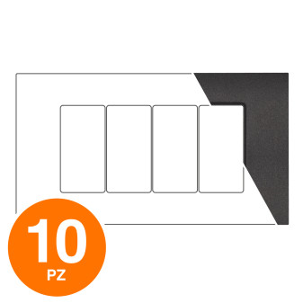 MAPAM Placca Tecnopolimero Sun-T5 4P R9004-2 Nero - Confezione 10pz - mod. R9004-2 - Compatibile con Vimar ARKÉ