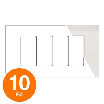 MAPAM Placca Tecnopolimero Sun-T5 4P R9004-21 Perla - Confezione 10pz - mod. R9004-21 - Compatibile con Vimar ARKÉ