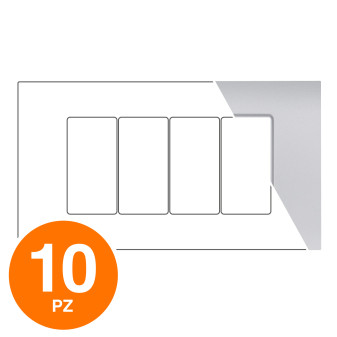MAPAM Placca Tecnopolimero Sun-T5 4P R9004-9 Silver - Confezione 10pz - mod. R9004-9 - Compatibile con Vimar ARKÉ