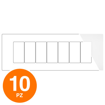 MAPAM Placca Tecnopolimero Sun-T5 7P R9007-1 Bianco - Confezione 10pz - mod. R9007-1 - Compatibile con Vimar ARKÉ