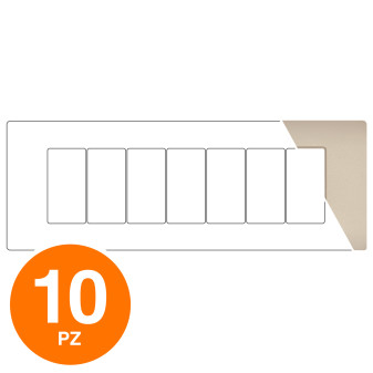 MAPAM Placca Tecnopolimero Sun-T5 7P R9007-13 Champagne - Confezione 10pz - mod. R9007-13 - Compatibile con Vimar ARKÉ