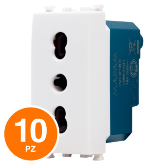 MAPAM Presa Bivalente Sun-T5 918B Bianco - Confezione 10pz - mod. 918B - Compatibile con Vimar ARKÉ