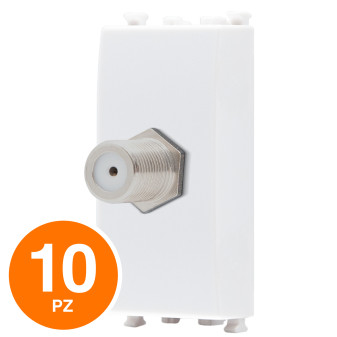 MAPAM Presa Sat Femmina Diretta 1M Sun-T5 925B Bianco - Confezione 10pz - mod. 925B - Compatibile con Vimar ARKÉ