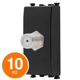MAPAM Presa Sat Femmina Diretta 1M Sun-T5 925N Nero - Confezione 10pz - mod. 925N - Compatibile con Vimar ARKÉ
