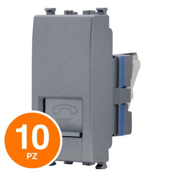 MAPAM Presa Telefonica Sun-T5 923G Grigio - Confezione 10pz - mod. 923G - Compatibile con Vimar ARKÉ