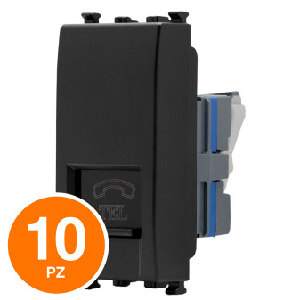 MAPAM Presa Telefonica Sun-T5 923N Nero - Confezione 10pz - mod. 923N - Compatibile con Vimar ARKÉ