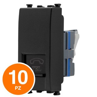 MAPAM Presa Telefonica Sun-T5 923N Nero - Confezione 10pz - mod. 923N - Compatibile con Vimar ARKÉ