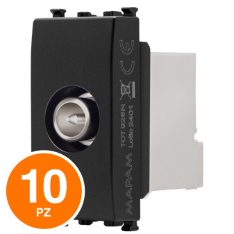 MAPAM Presa TV Derivata Sun-T5 926N Nero - Confezione 10pz - mod. 926N - Compatibile con Vimar ARKÉ