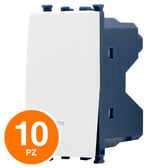 MAPAM Pulsante Unipolare Spia Sun-T5 965B Bianco - Confezione 10pz - mod. 965B - Compatibile con Vimar ARKÉ