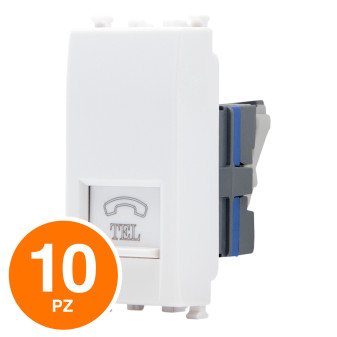 MAPAM Presa Telefonica Sun-T5 923B Bianco - Confezione 10pz - mod. 923B - Compatibile con Vimar ARKÉ