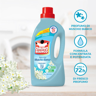 Detersivo Liquido per Lavatrice 35 Lavaggi Muschio Bianco Omino Bianco