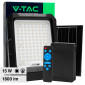 V-Tac VT-102W Faro LED 15W Faretto IP65 con Pannello Solare Sensore Crepuscolare Telecomando e Batteria Sostituibile - SKU 23439