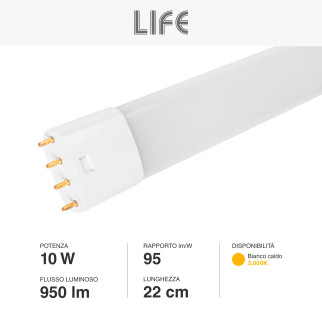 Life Lampadina LED 2G11 4 Pin 10W Tubolare mod. 39.940410C30