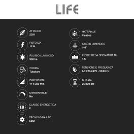 Life Lampadina LED 2G11 4 Pin 10W Tubolare mod. 39.940410C30