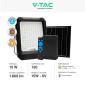 Immagine 2 - V-Tac VT-102W Faro LED 15W Faretto IP65 con Pannello Solare Sensore Crepuscolare Telecomando e Batteria Sostituibile - SKU 23439